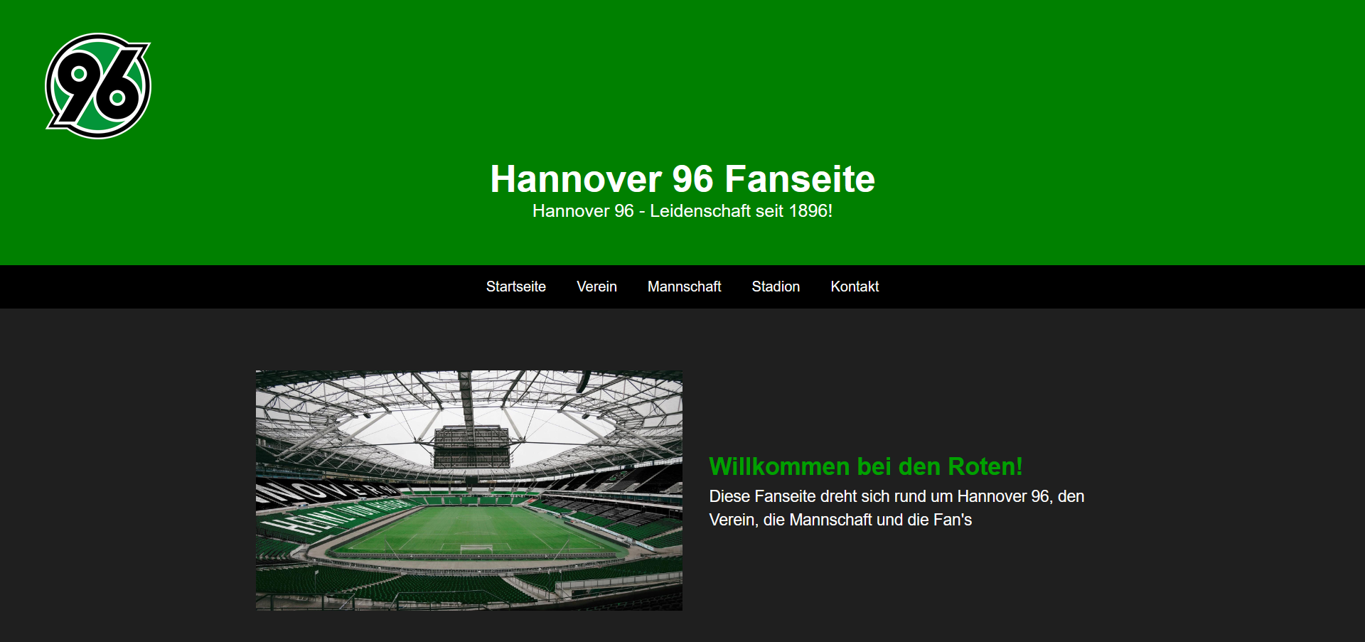 Screenshot der Hannover 96 Fanseite